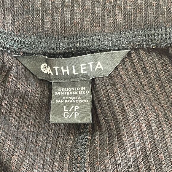Athleta Wide Leg Flare Pants Womens Large Black Brown Pull On Athleisure - Picture 3 of 7